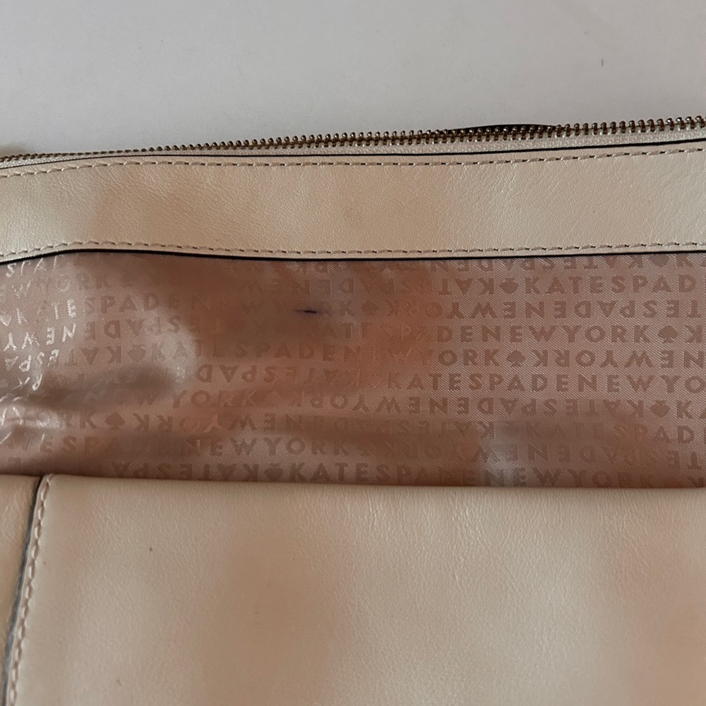 USED Kate Spade Cream Leather Shoulder Bag with Top Handles - Picture 9 of 16